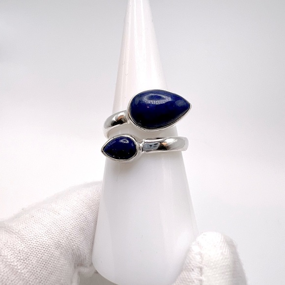 Genuine Lapis .925 Sterling Silver Tear Drop Ring